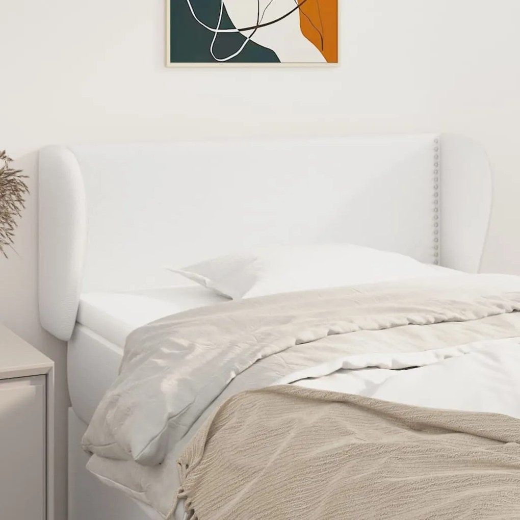 Cabeceira cama c/ abas couro artificial 103x23x78/88 cm branco