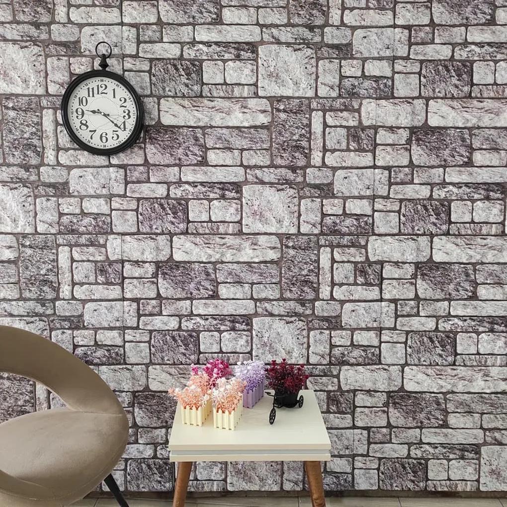 Painéis de parede 3D design tijolos cinzentos-claros 10 pcs EPS