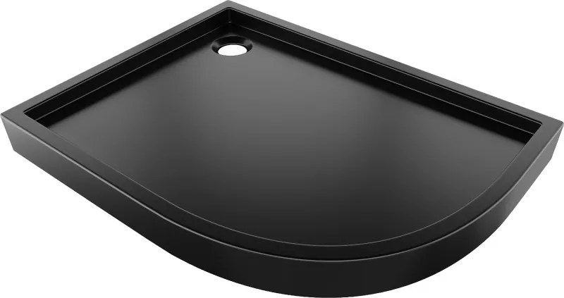 Mexen Flow+ base de duche semicircular assimétrica esquerda 100 x 90 cm, preto mate - 46Q709010LH