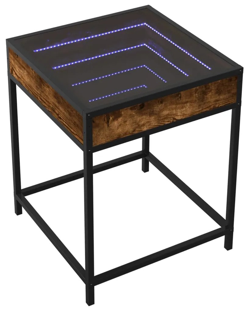Mesa de centro luzes LED Infinity 40x40x51 cm carvalho fumado