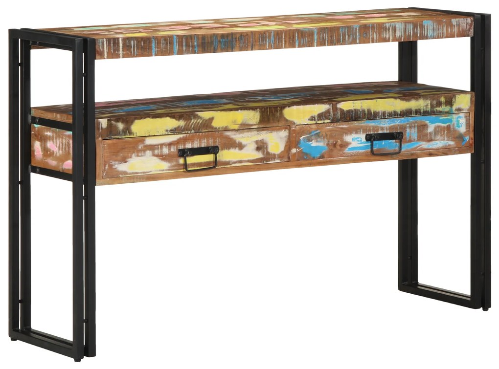 Mesas de Apoio vidaXL Multicolorido 120x33x75 cm Madeira Reclamada e Metal