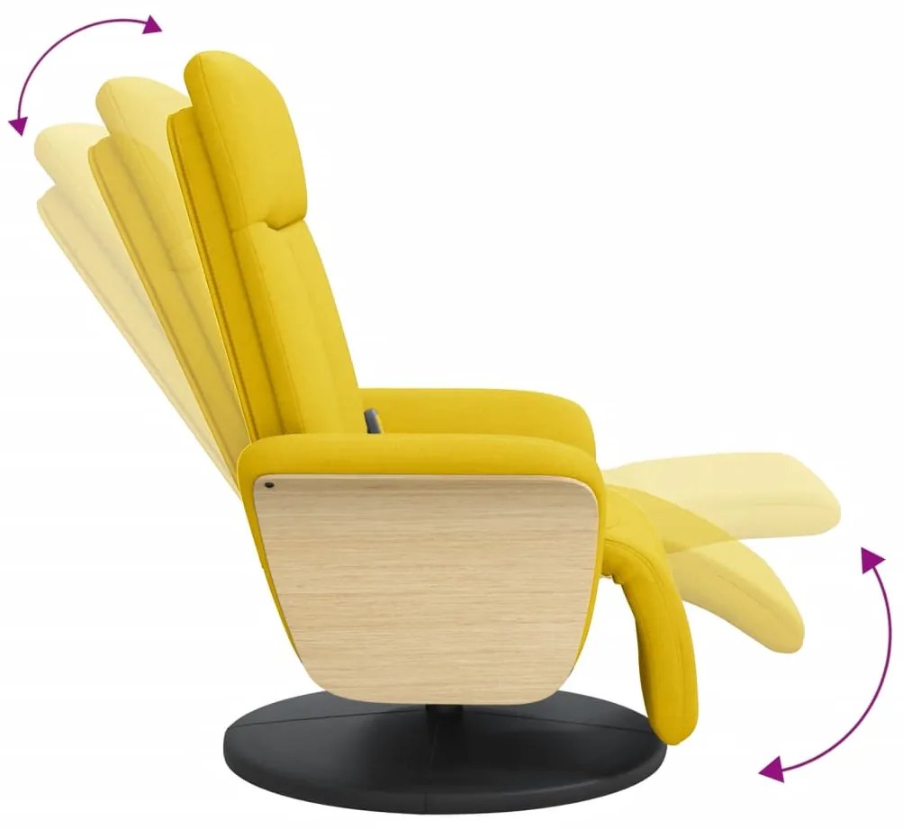Cadeira de massagens reclinável c/ apoio de pés tecido amarelo