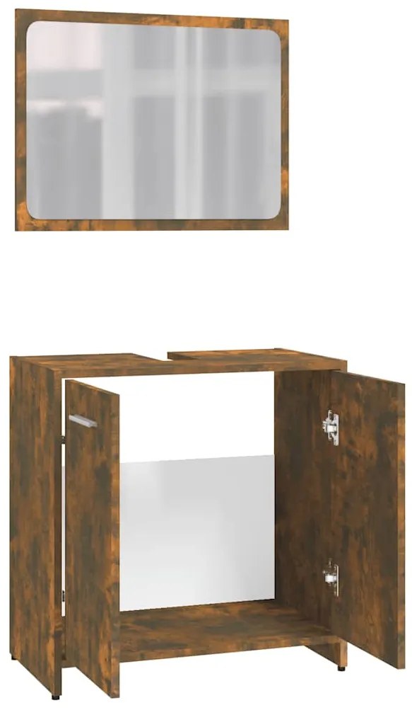 Conjunto de móveis casa de banho derivados madeira cor fumado