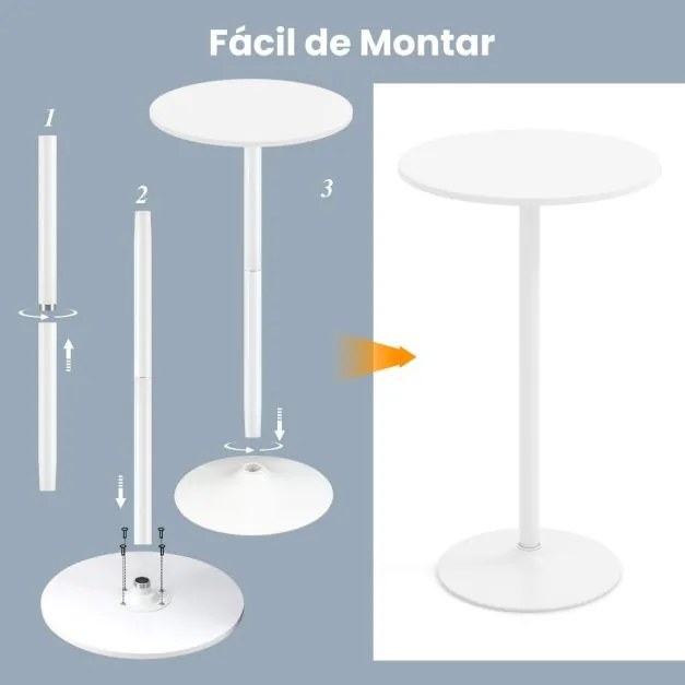 Mesa com Altura de Bar de 101,5 cm (BANCOS NÃO INCLUIDOS) Conversível em Mesa de Café com 56 cm de Altura de Pub Bar Branca