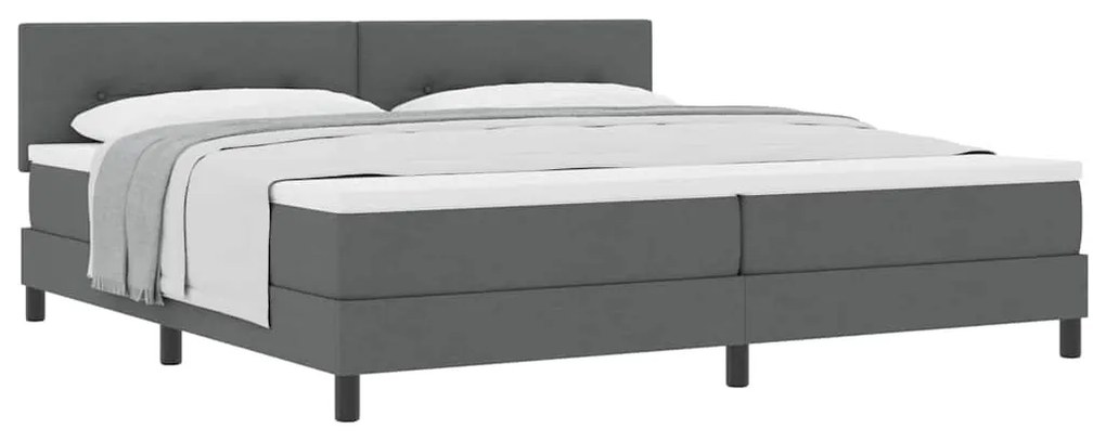 Cama Box Spring com Colchão Cinza Escuro 200x200 cm Tecido