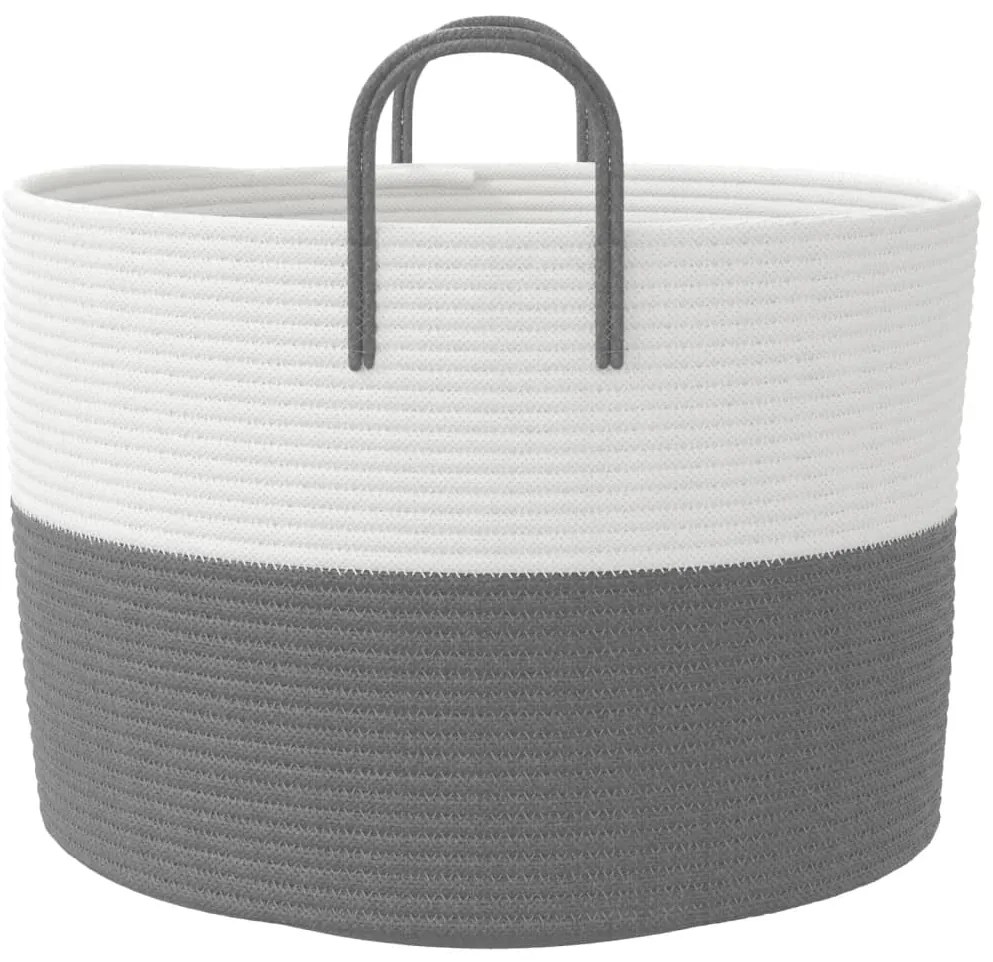 Cesto de arrumação Ø51x33 cm algodão cinzento e branco