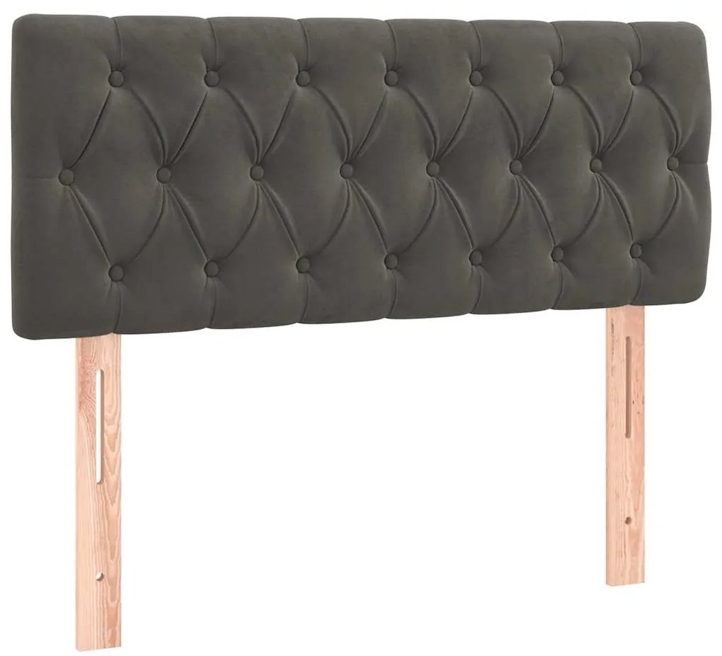 Cama box spring colchão LED 120x190cm couro artif. cinza-escuro