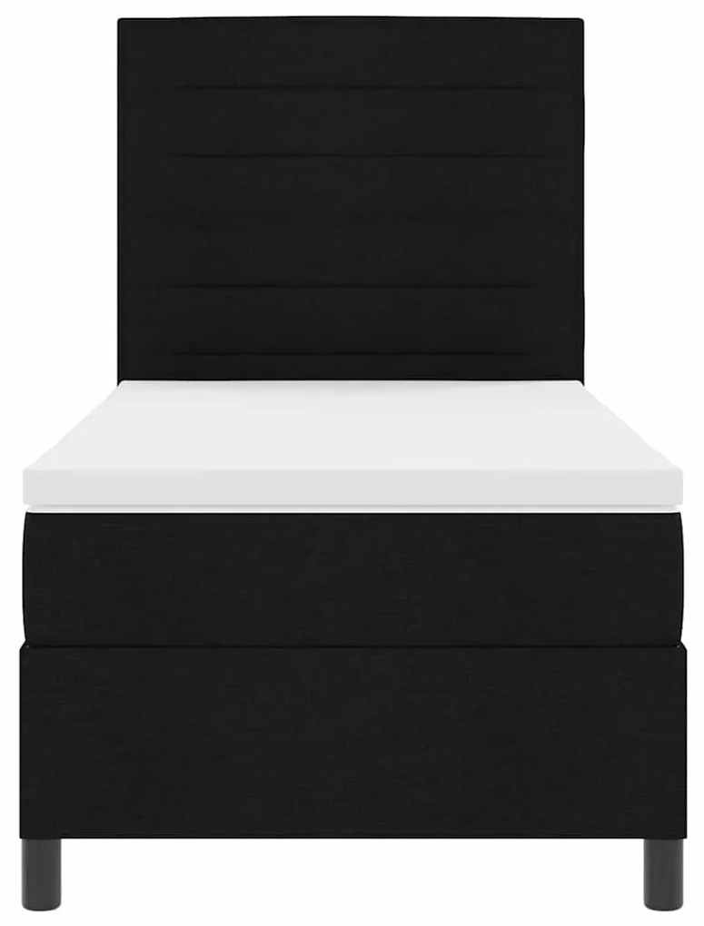 Cama Box Spring com Colchão Preta 80x200 cm Tecido
