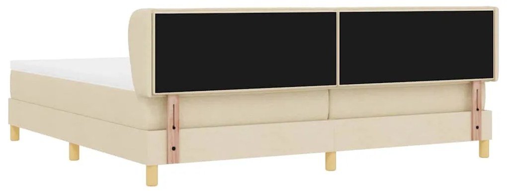 Cama Box Spring vidaXL com Colchão Creme 200x200 cm Tecido