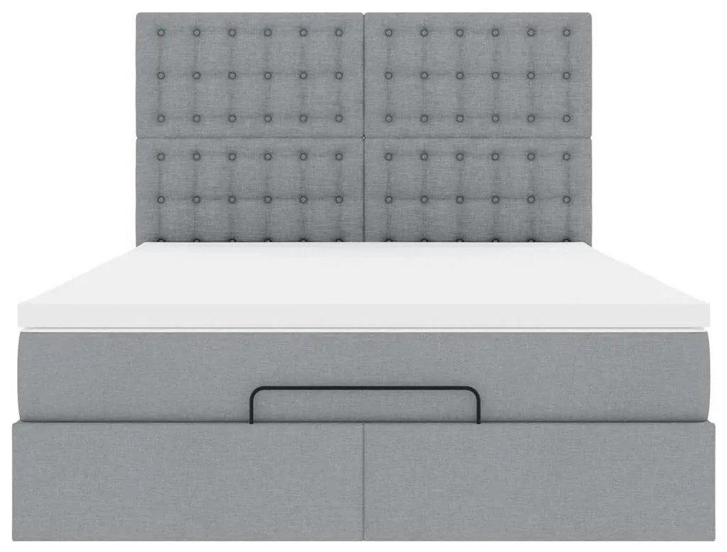 Estrutura de cama otomana com colchão 140x190 cm cinzento claro