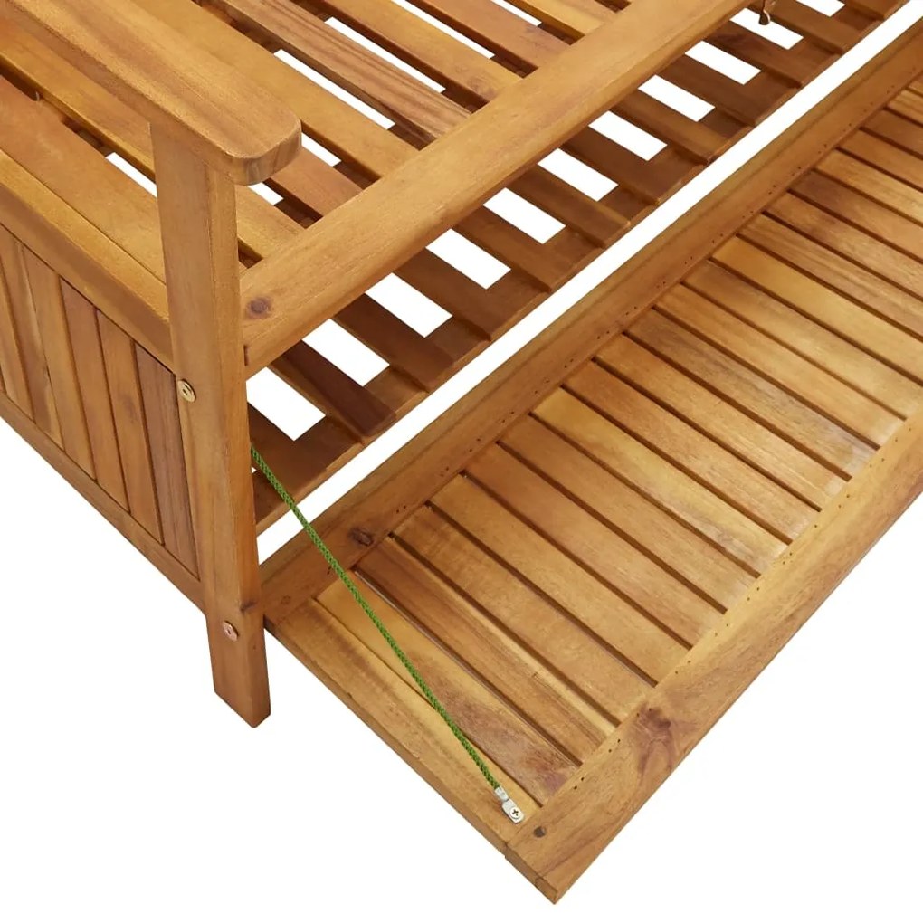 Banco de arrumação para jardim 120 cm madeira de acácia maciça