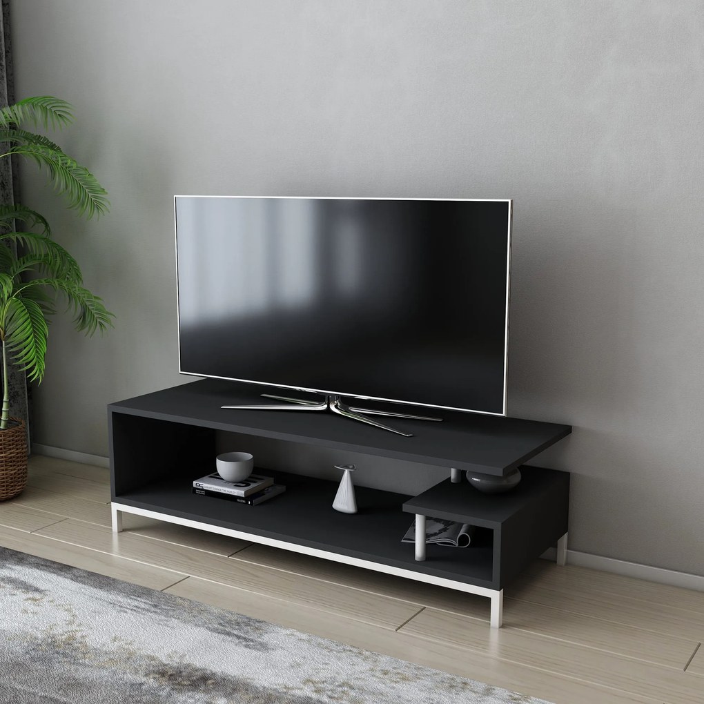 Móvel TV Reilly – Branco/Antracite – 120x44,6x37,6 cm