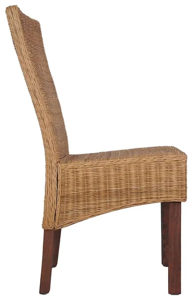 Cadeiras de jantar 4 pcs vime genuíno castanho