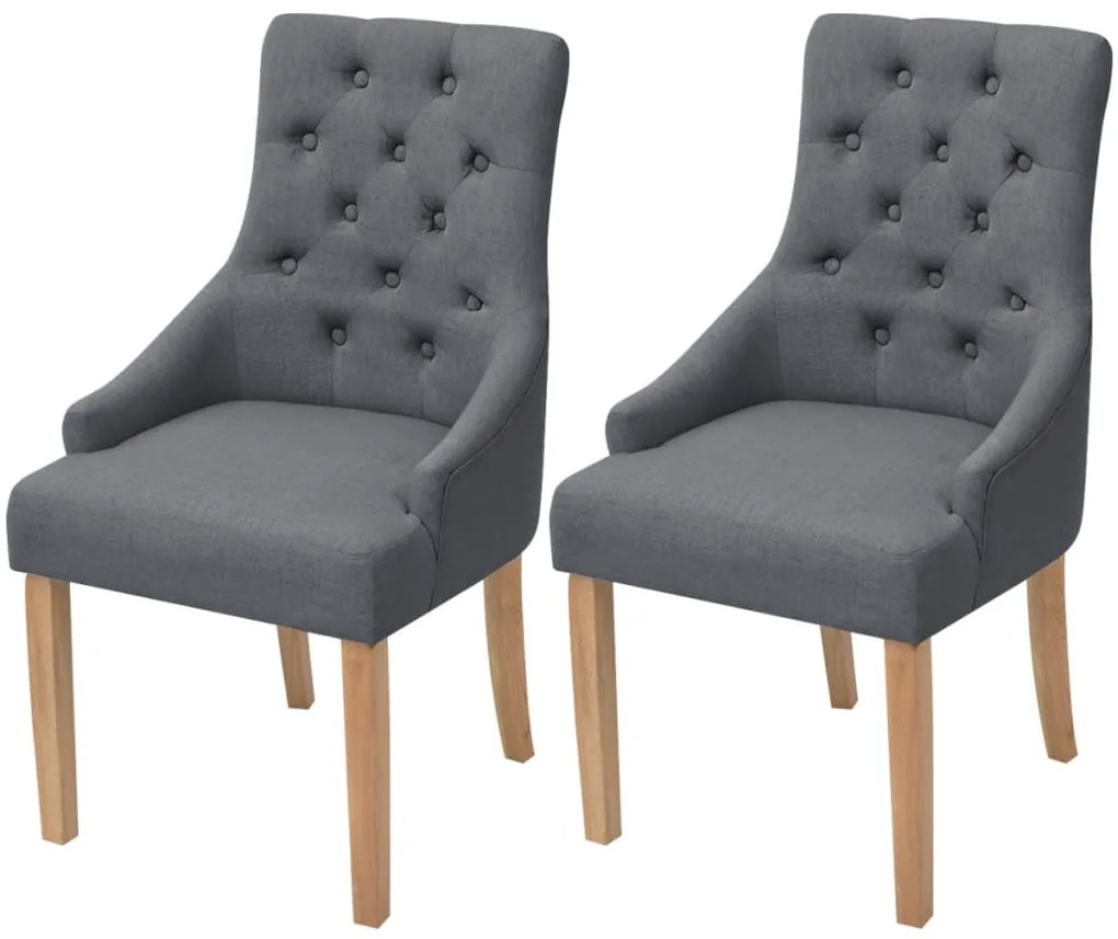Cadeiras de jantar 2 pcs tecido cinzento-escuro