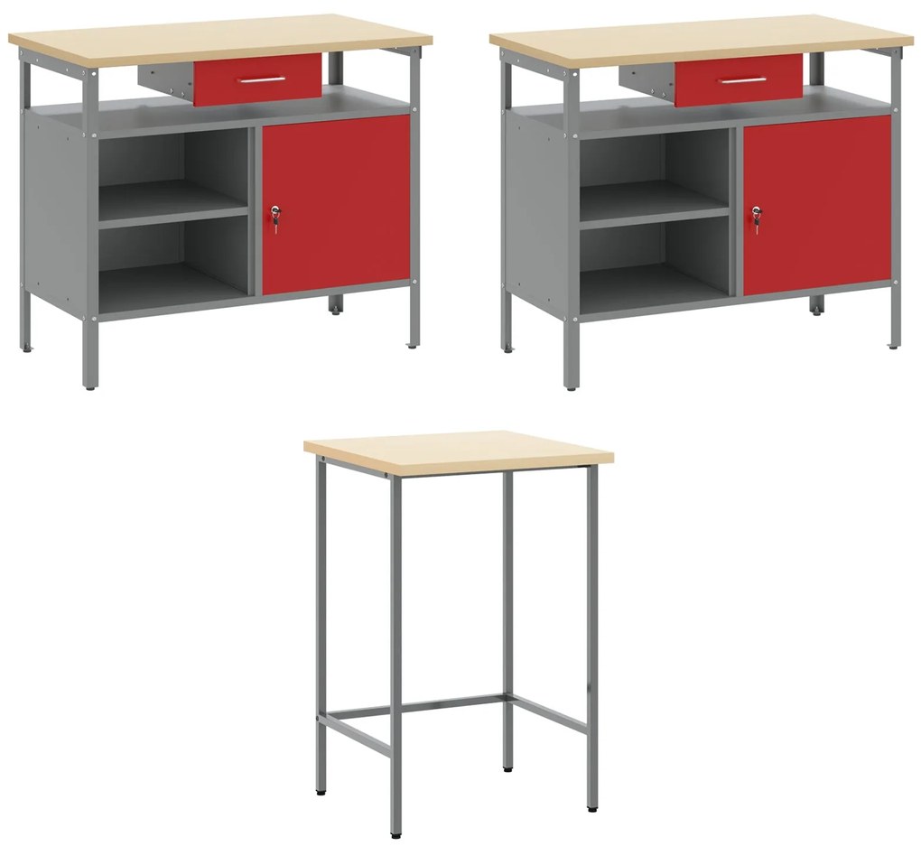 Conjunto de Mesa para Guardar Ferramentas de 10 Peças vidaXL Vermelho