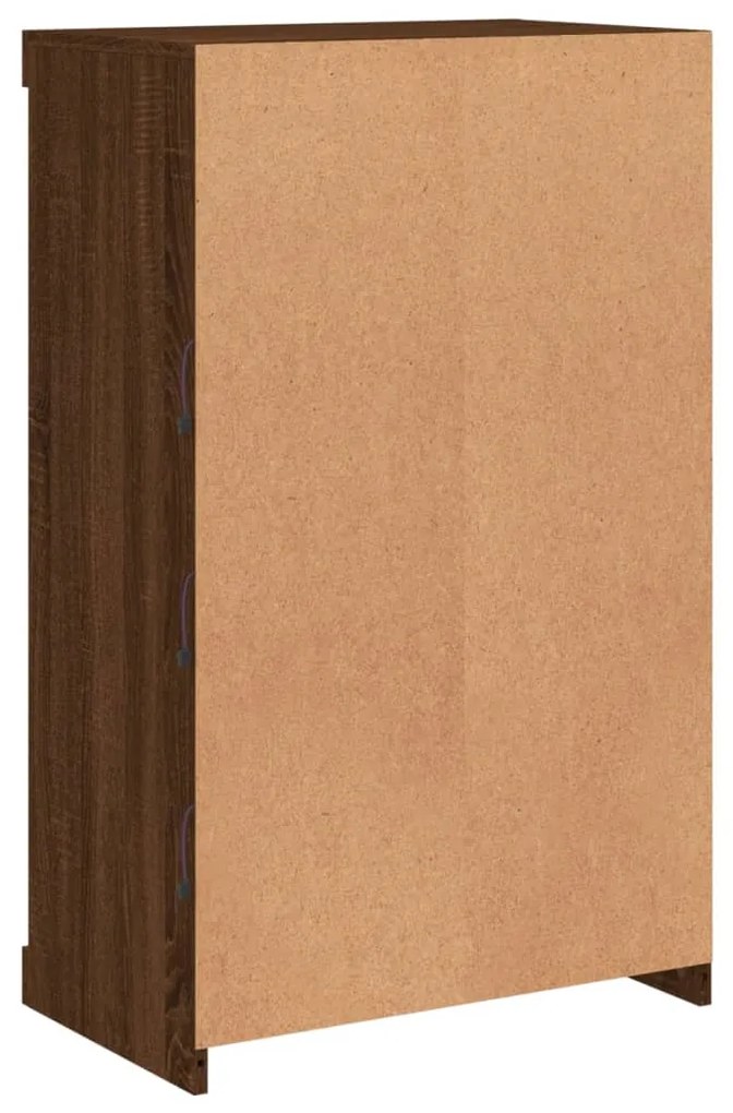 Aparador com luzes LED 60,5x37x100 cm carvalho castanho