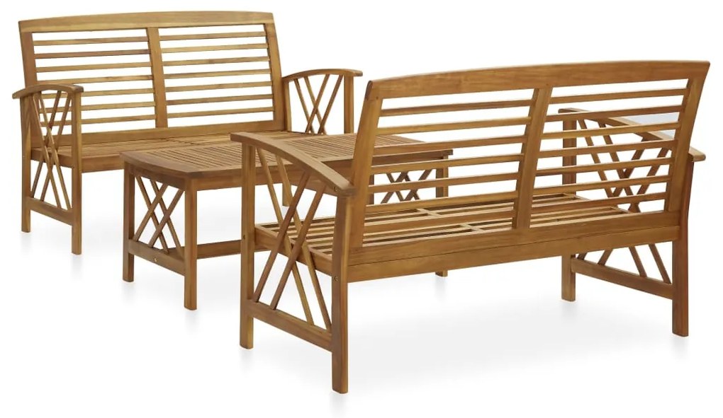 vidaXL 3 pcs conjunto lounge de jardim madeira de acácia maciça