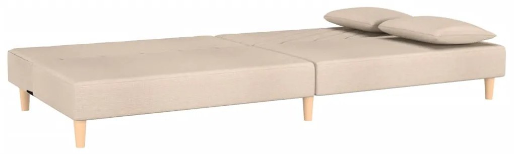 Sofá-cama 2 lugares com duas almofadas tecido cor creme