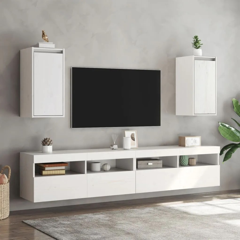 Mesas de cabeceira 2 pcs 30x30x60 cm pinho maciço branco