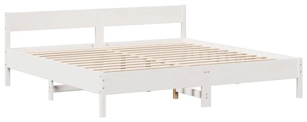 Cama com estante sem colchão 180x200 cm pinho maciço branco