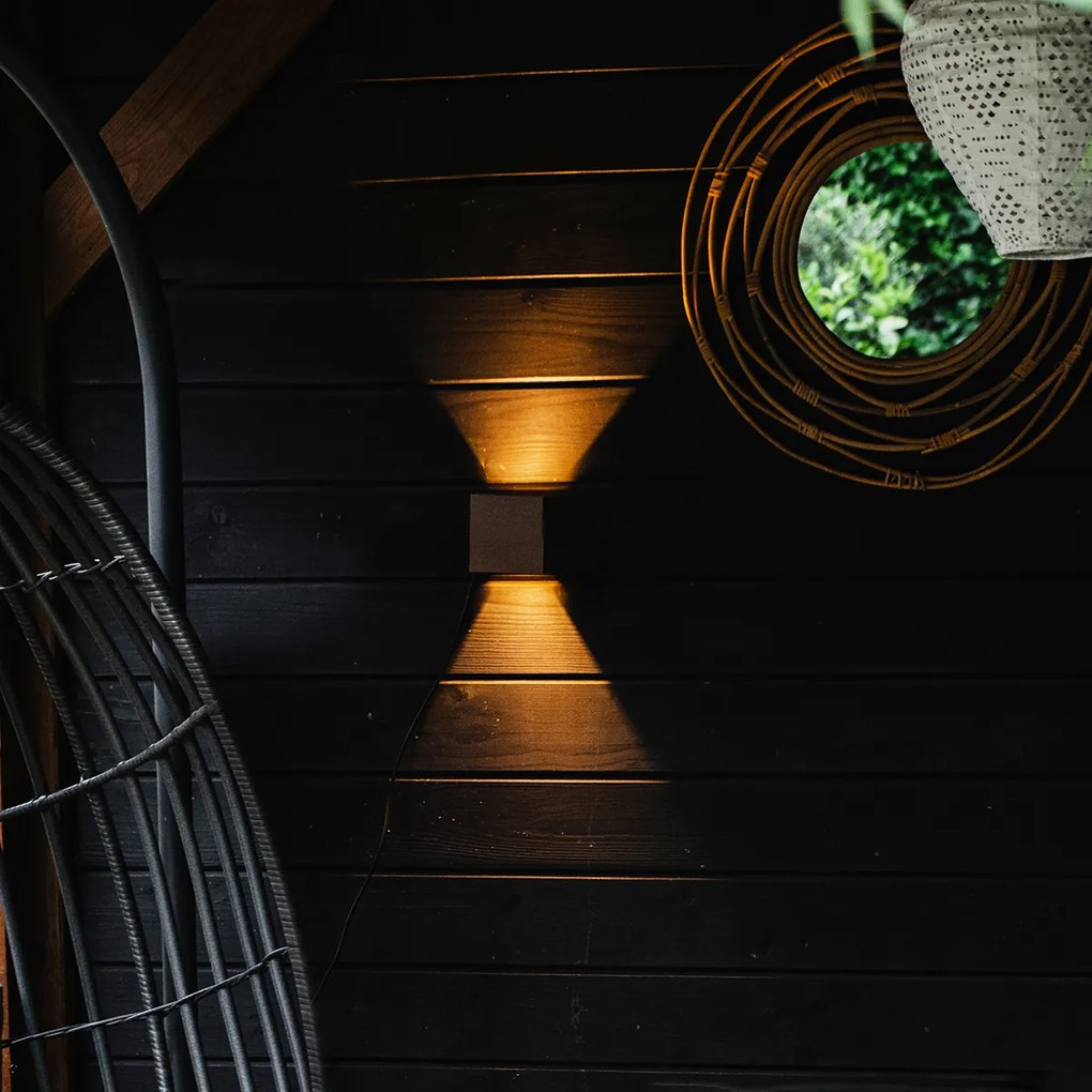 Candeeiro de parede exterior castanho ferrugem com LED 2-luzes IP54 - Edwin