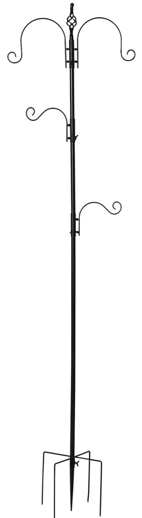 Pawhut Mangeoire À Pássaros Estação de Alimentação decorativa para Pássaros Selvagens com 4 Ganchos 54,5x54,5x208 cm Preto | Aosom Portugal