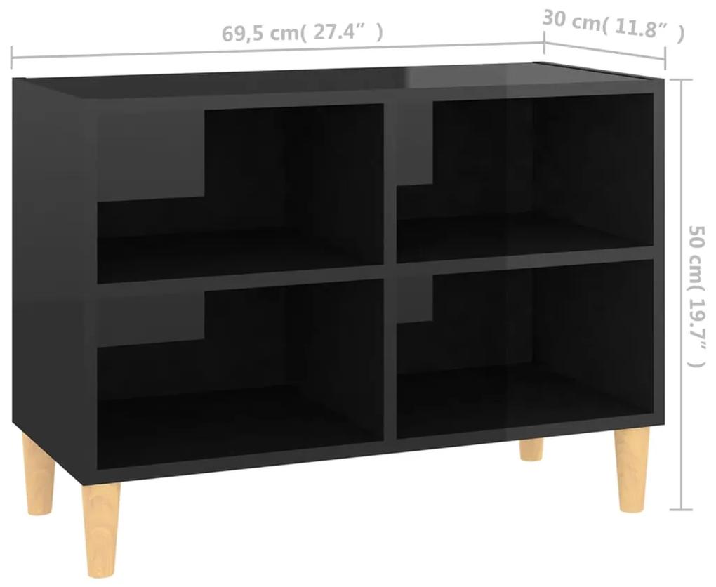 Móvel de TV Larn com 4 Prateleiras de 69 cm - Preto Brilhante - Design