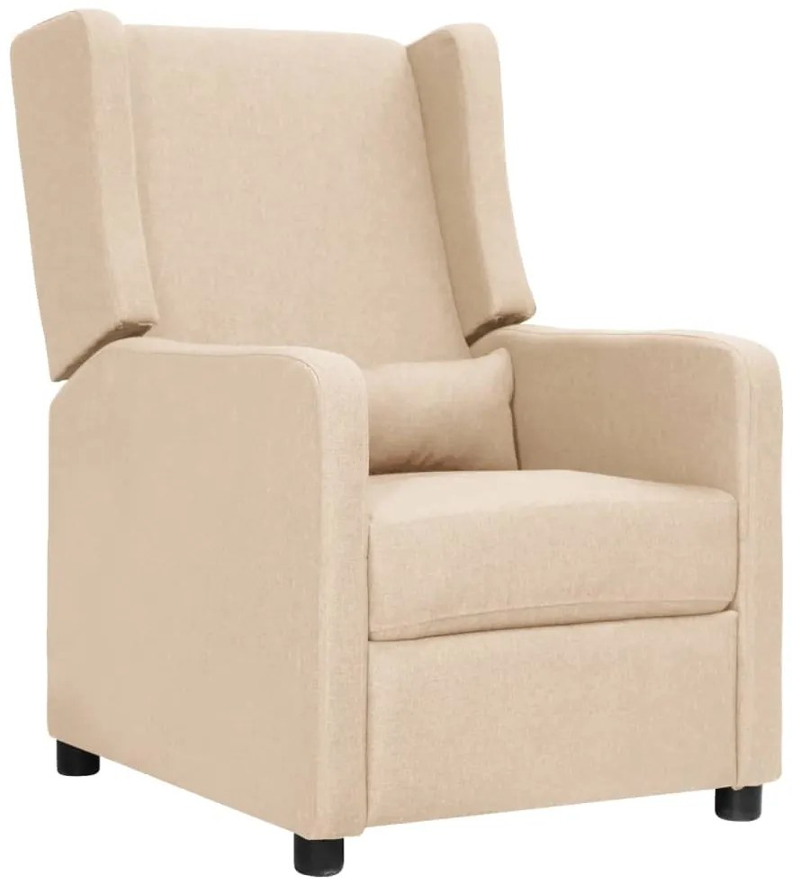 vidaXL Poltrona reclinável tecido cor creme