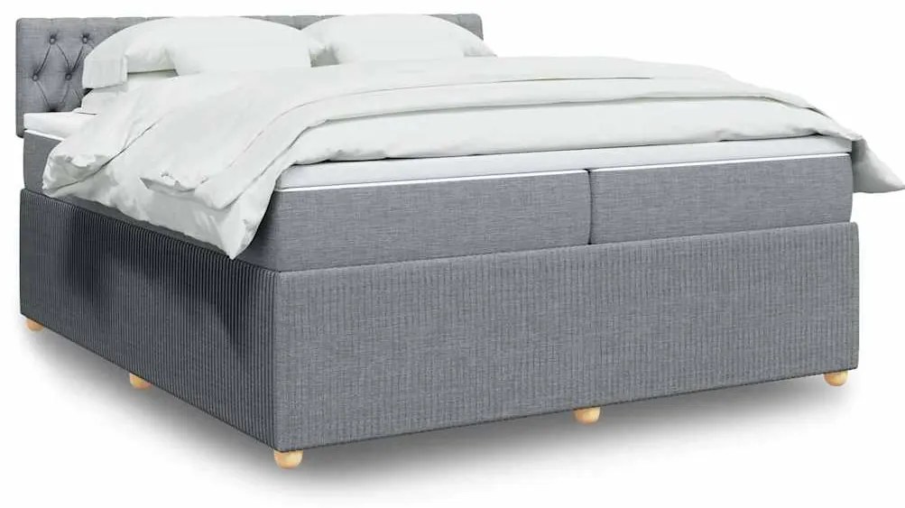 vidaXL Cama com molas/colchão 200x200 cm tecido cinza-claro