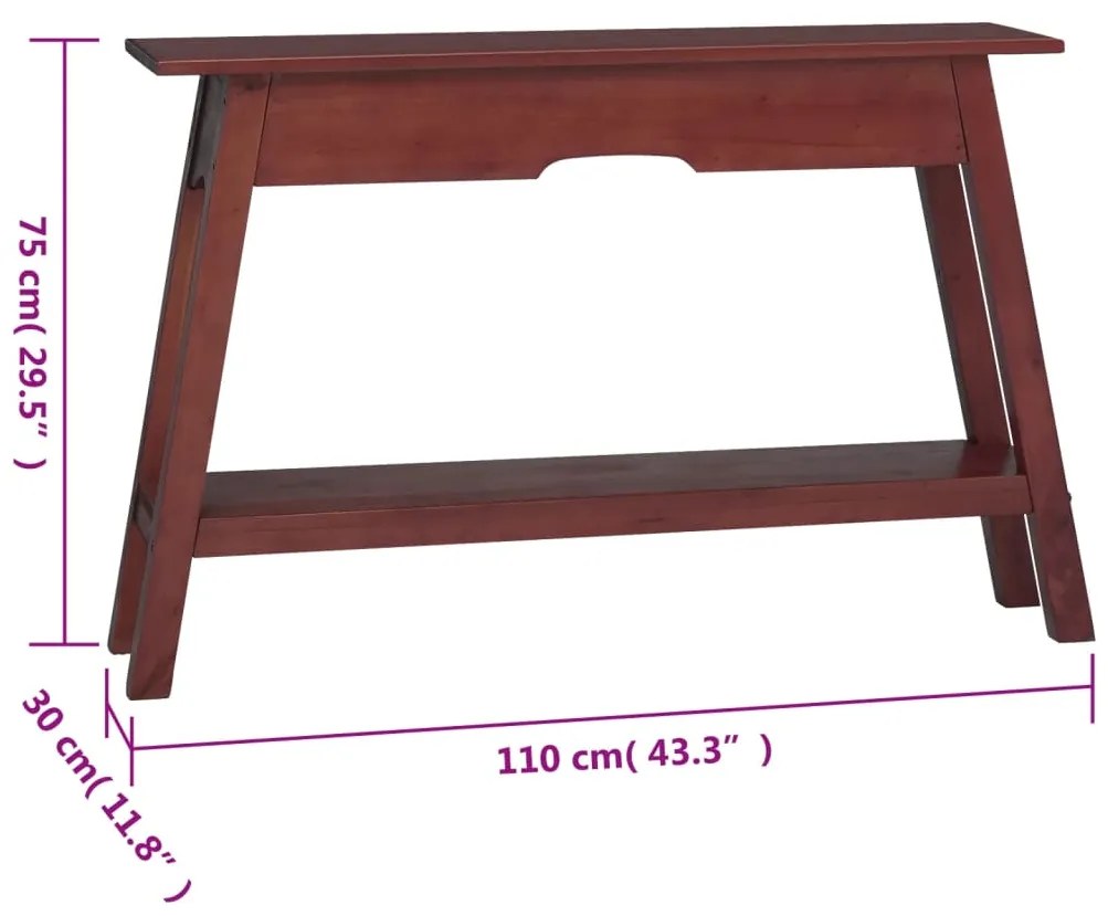 Mesa consola 110x30x75 cm madeira de mogno maciça castanho