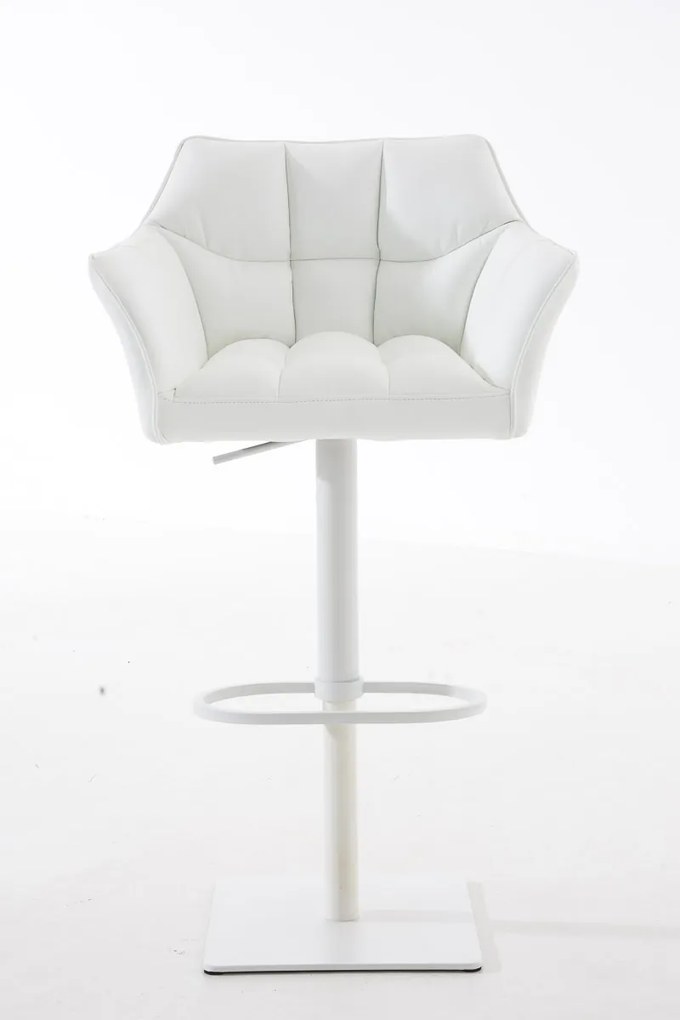 Banco de bar Damaso em couro sintético e com estrutura branca 64 x 88-113 x 45 cm Branco