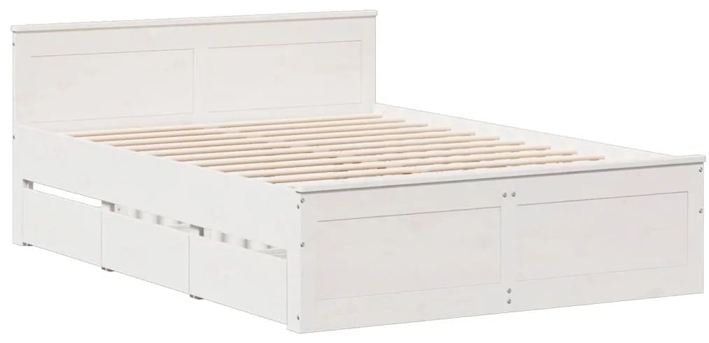 Cama sem colchão com cabeceira 140x200 cm pinho maciço branco