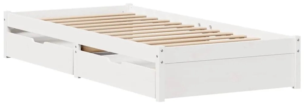 Cama sem colchão 90x200 cm madeira de pinho maciça branco