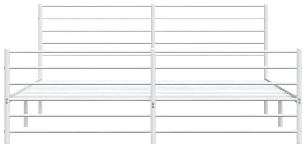 Estrutura de cama com cabeceira e pés 183x213 cm metal branco