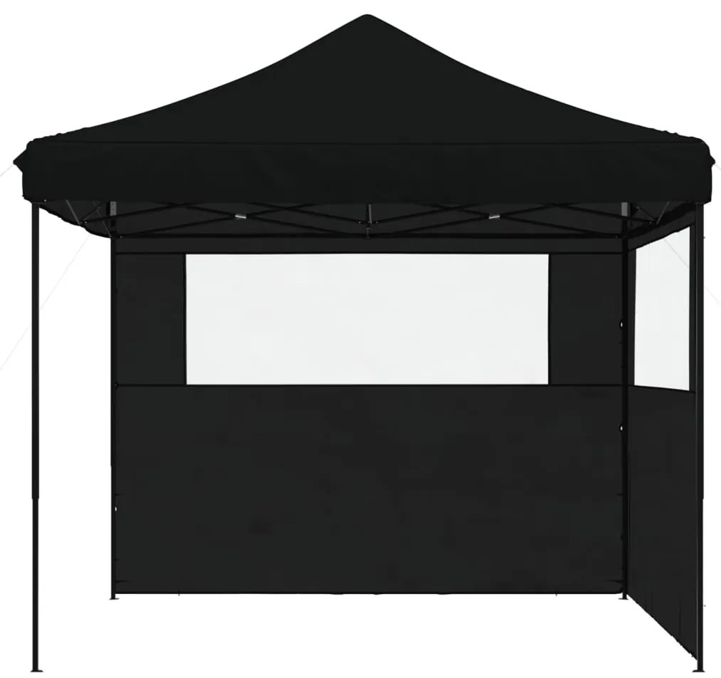 Tenda p/ festas pop-up dobrável com 2 paredes laterais preto