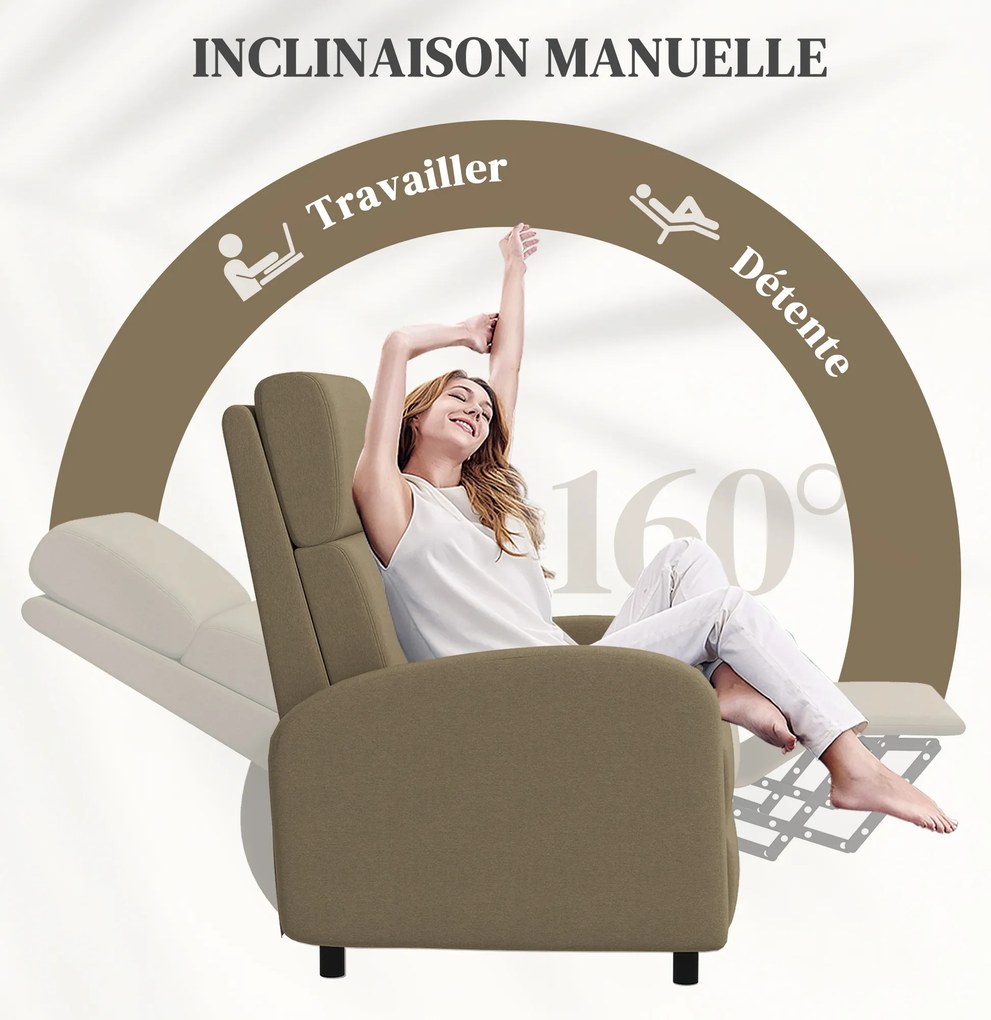 Poltrona relax, poltrona reclinável de sala, poltrona de relaxamento - encosto ajustável até 160°, apoio para os pés integrado