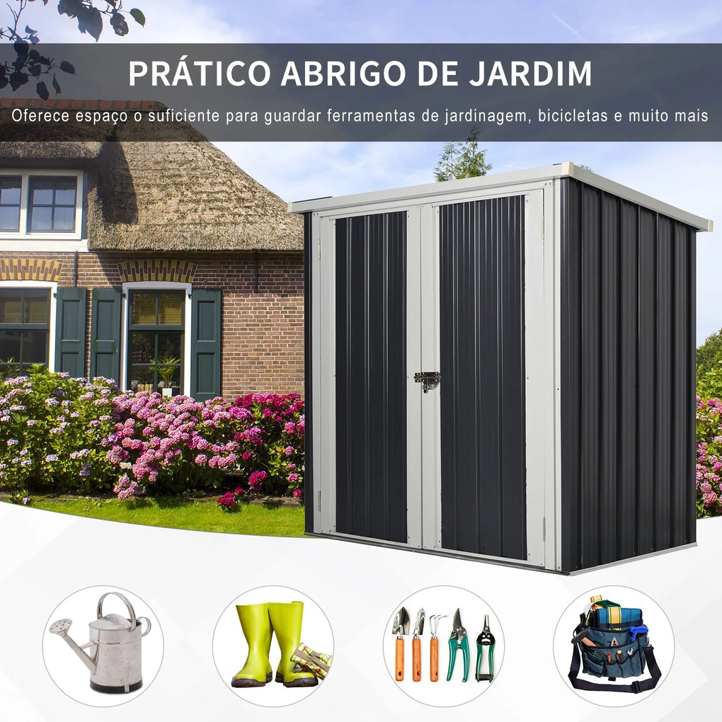 Outsunny Abrigo de Jardim 1,26 m² 147x86x134 cm Abrigo de Exterior de