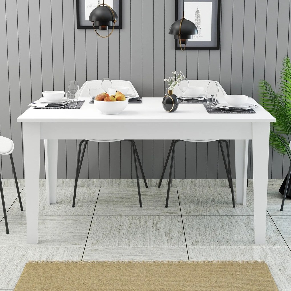 Mesa de Jantar "Milano" com Arrumação – 145x88x75 cm – Branco – Design