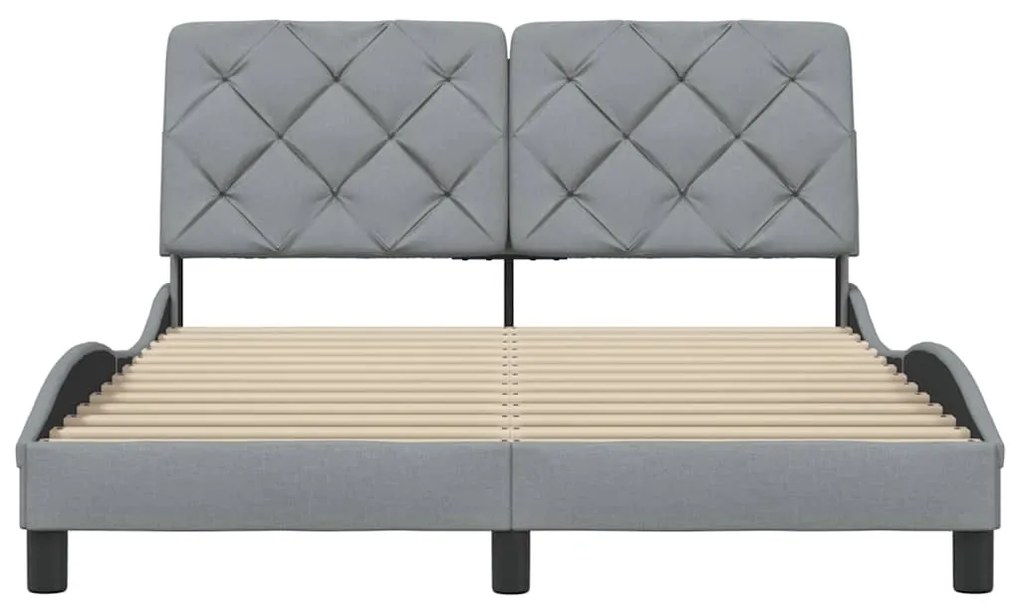 Estrutura de cama sem colchão 140x200 cm tecido cinzento-claro