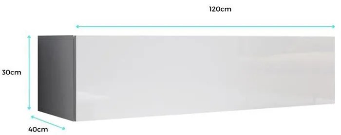 Móvel de TV de Parede/Suspenso AURORA - 120x30x40 cm - Branco/Branco B