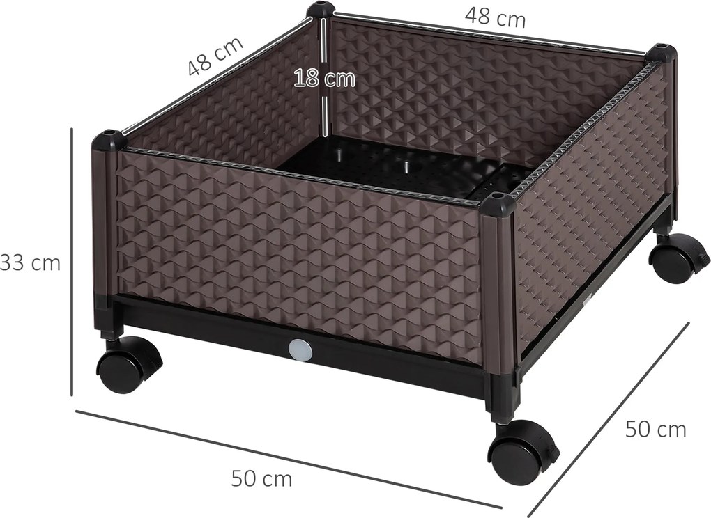 Floreira de Plástico com Rodas Floreira de Jardim com Orifícios de Dre