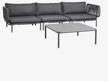 Sofá Modular De Jardim De 3 Peças Com 2 Poltronas De Canto E Mesa De Centro Roubly Cinza Grafito - Sklum
