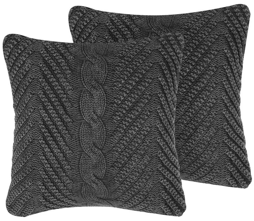 Conjunto de 2 almofadas decorativas algodão cinzento com relevo 45 x 45 cm KONNI Beliani