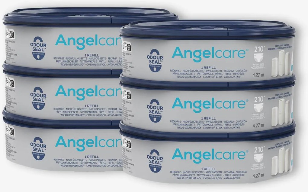 Recarga x6 para caixote do lixo de fraldas Dress Up ANGELCARE branco escuro liso com motivo