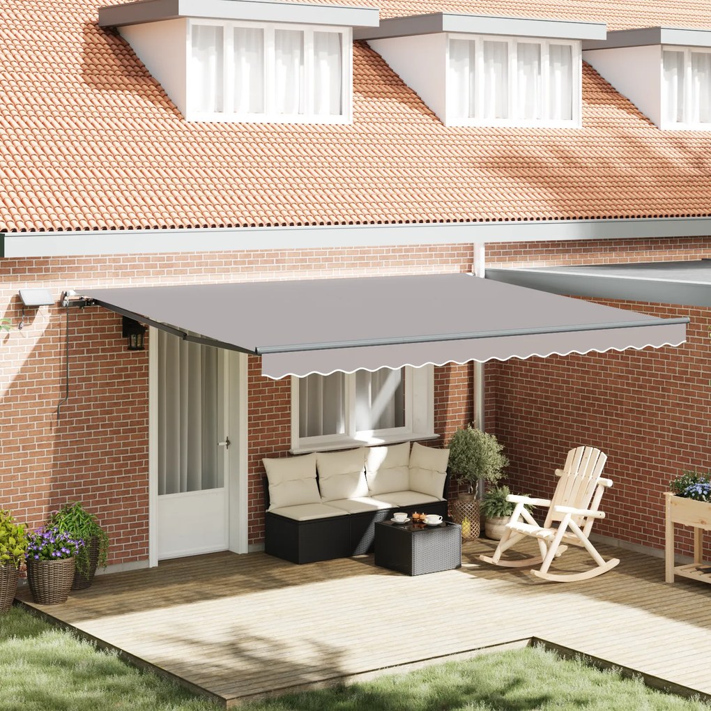 Toldo Retrátil Manual vidaXL com Luz LED Cinza Claro 450x300 cm