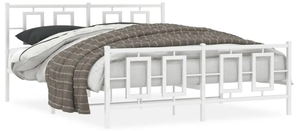 Estrutura de cama com cabeceira e pés 160x200 cm metal branco