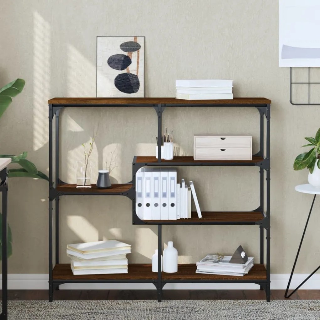 vidaXL Mesa consola 103x32x95 cm derivados madeira carvalho castanho