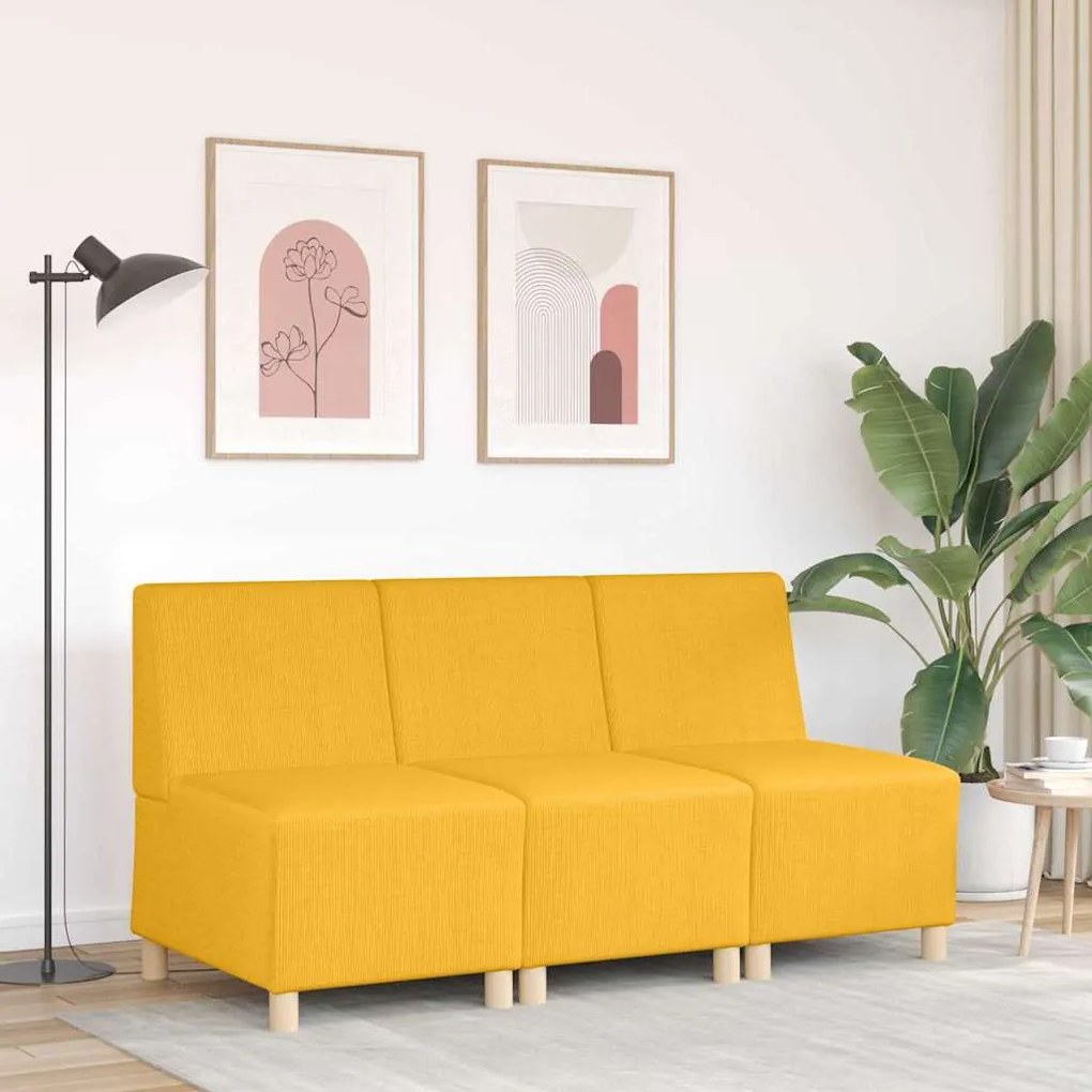 Poltrona sem braços 55 cm tecido corduroy amarelo-claro