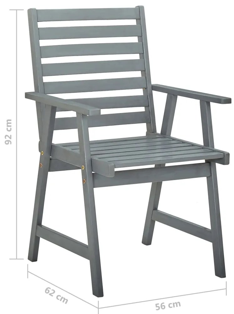 Cadeiras de jantar p/ jardim 3 pcs c/ almofadões acácia maciça