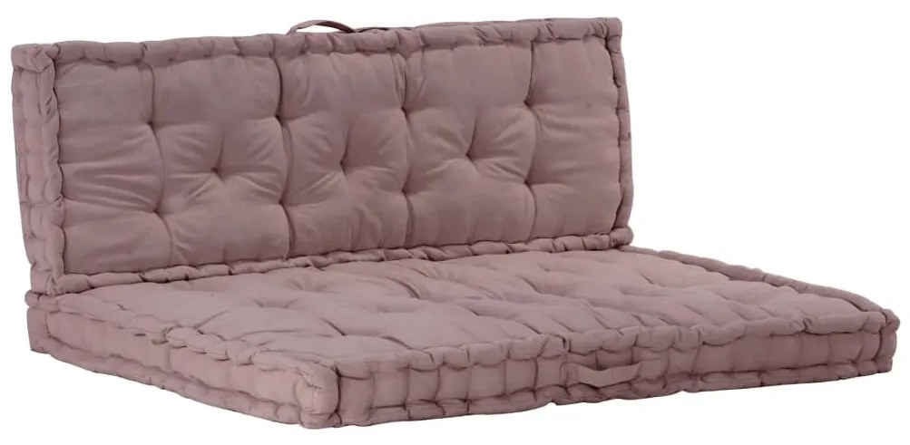 3053638 vidaXL Almofadões p/ sofá de paletes 2pcs algodão cinzento-acastanhado